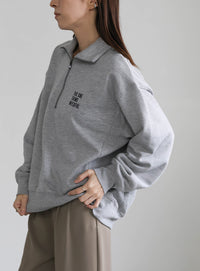 スウェットハーフジップトップス