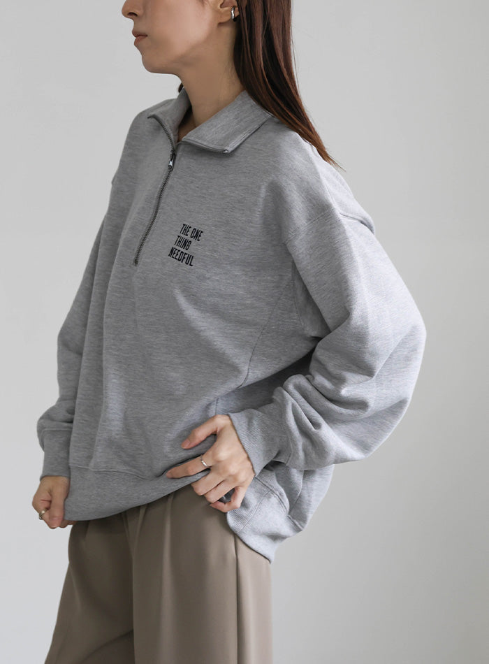 スウェットハーフジップトップス