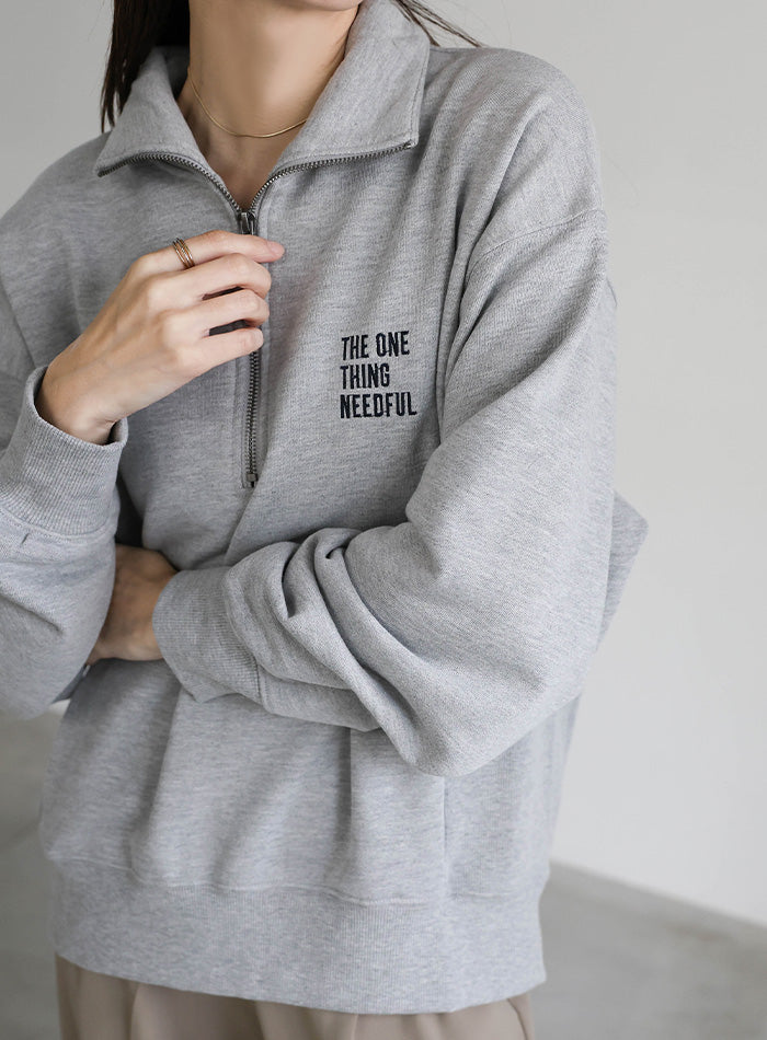 スウェットハーフジップトップス