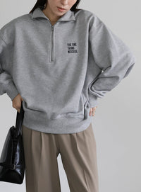 スウェットハーフジップトップス