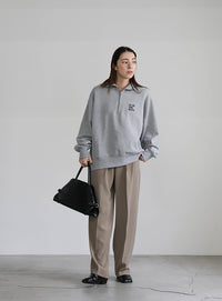 スウェットハーフジップトップス