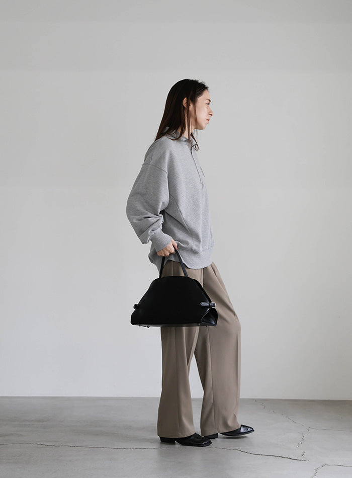 スウェットハーフジップトップス