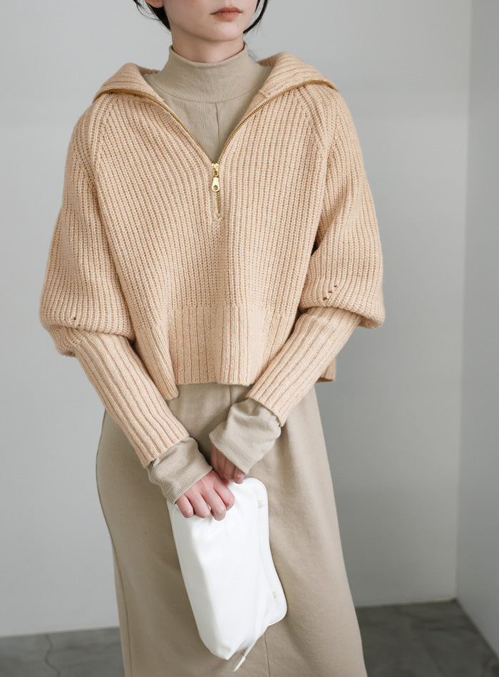 メランジハーフジップラメニットトップス – SELECT MOCA