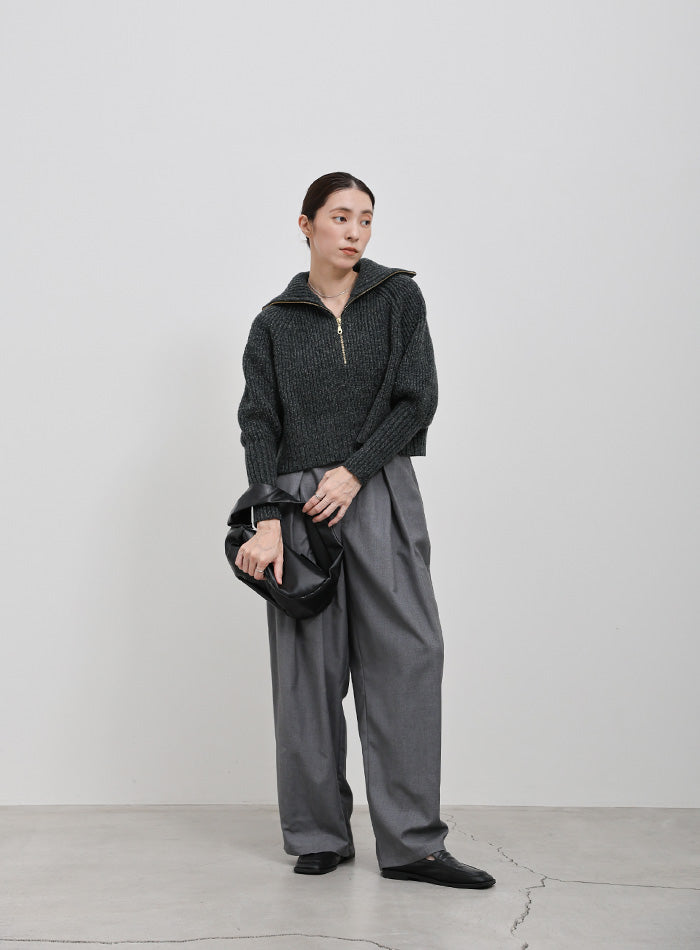 ブラック ハーフジップメランジニット Mサイズ メランジハーフジップラメニットトップス – SELECT MOCA