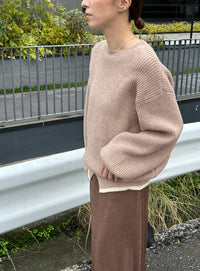 フロントスリット配色ニット