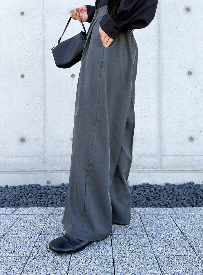 センタープレスタックワイドスラックス【by SON】 – SELECT MOCA