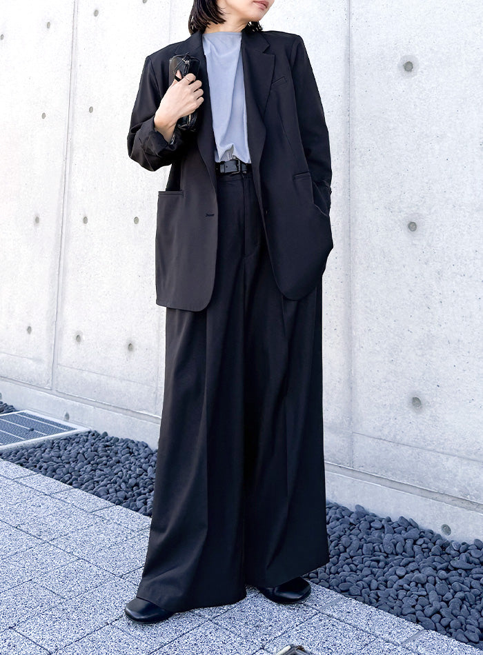 【select moca by son】セットアップ　ブラック フラワーエンブロイダリーシアーワイドパンツ【セットアップ対応】【by ジャケット・アウター