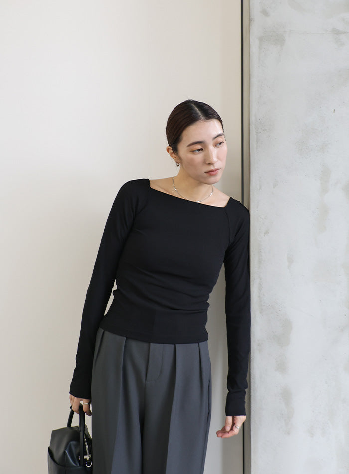 シアーリブオフショルダートップス – SELECT MOCA