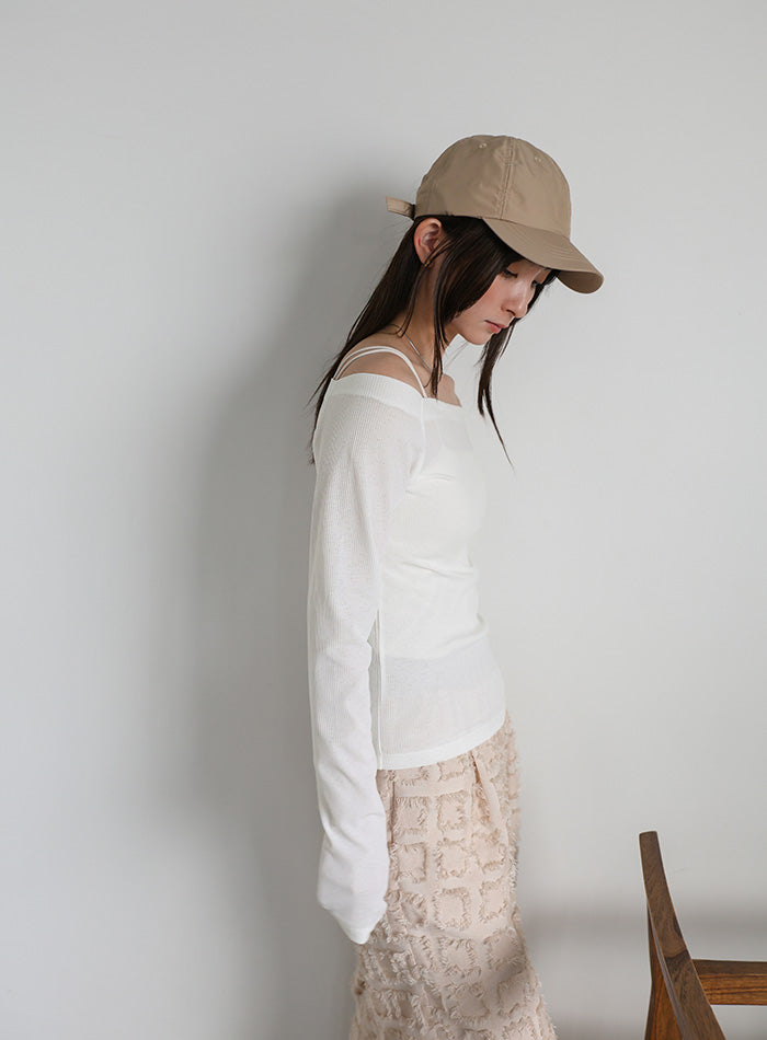 MACCHAT オフショルトップス シアーリブオフショルダートップス – SELECT MOCA