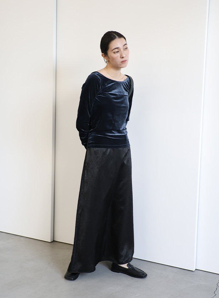 美品】マチャット machatt サテンツイルスカート М 黒 ロング