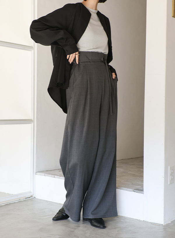 【Et】ハイウエストギャザータックワイドパンツ【SALE】