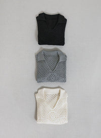 透かし編みスキッパーニット