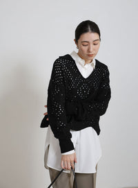 透かし編みスキッパーニット