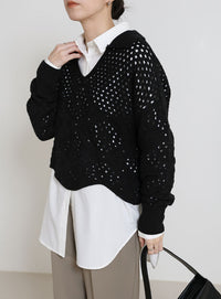 透かし編みスキッパーニット