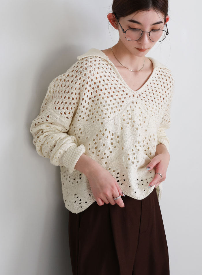 透かし編みスキッパーニット – SELECT MOCA