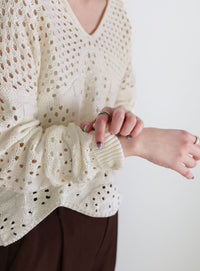 透かし編みスキッパーニット