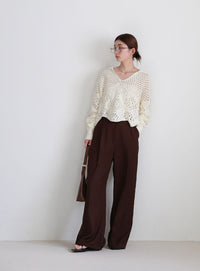 透かし編みスキッパーニット