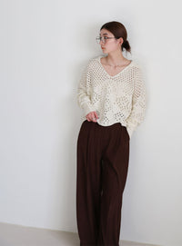 透かし編みスキッパーニット