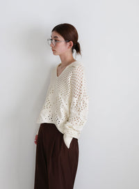 透かし編みスキッパーニット