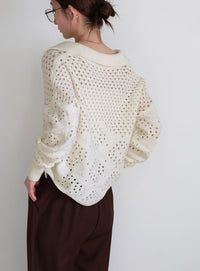 透かし編みスキッパーニット