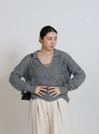 透かし編みスキッパーニット