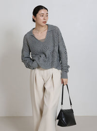 透かし編みスキッパーニット