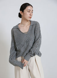 透かし編みスキッパーニット