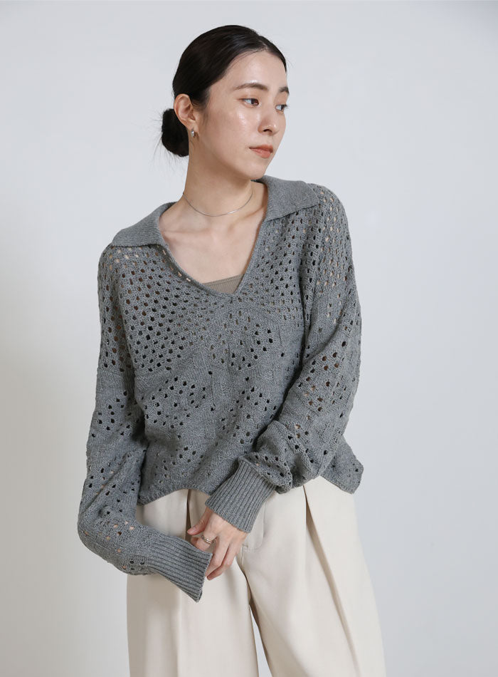 透かし編みスキッパーニット – SELECT MOCA