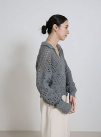 透かし編みスキッパーニット