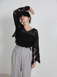 サイドベルトボタンワイドパンツ