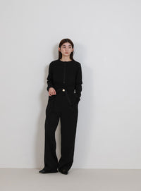 2WAYボタンデザインリブトップス