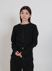 2WAYボタンデザインリブトップス