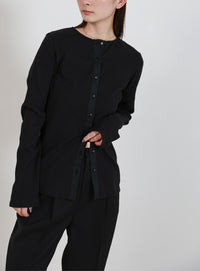 2WAYボタンデザインリブトップス