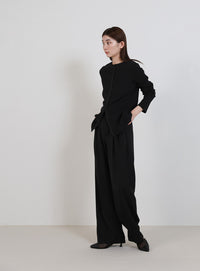 2WAYボタンデザインリブトップス