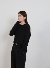 2WAYボタンデザインリブトップス