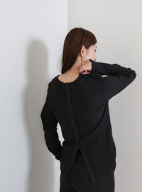 2WAYボタンデザインリブトップス