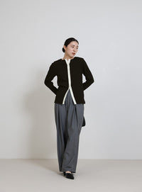 2WAYボタンデザインリブトップス