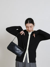 2WAYボタンデザインリブトップス