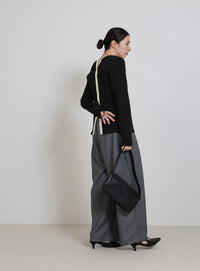 2WAYボタンデザインリブトップス