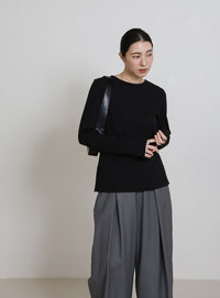 2WAYボタンデザインリブトップス