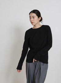 2WAYボタンデザインリブトップス