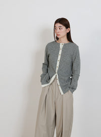 2WAYボタンデザインリブトップス