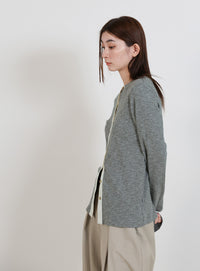 2WAYボタンデザインリブトップス