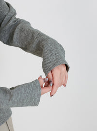 2WAYボタンデザインリブトップス