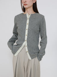 2WAYボタンデザインリブトップス