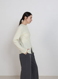 2WAYボタンデザインリブトップス