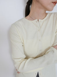 2WAYボタンデザインリブトップス