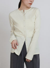 2WAYボタンデザインリブトップス