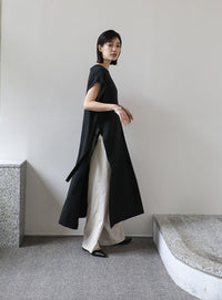 【Et】キーネックニットベストワンピース