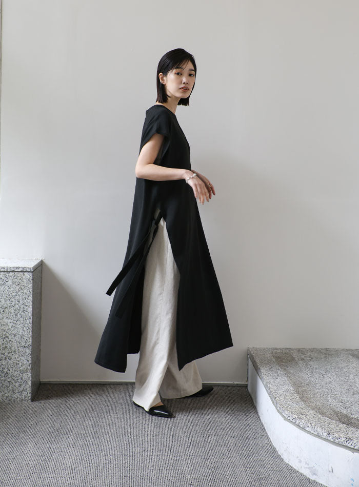 【Et】キーネックニットベストワンピース